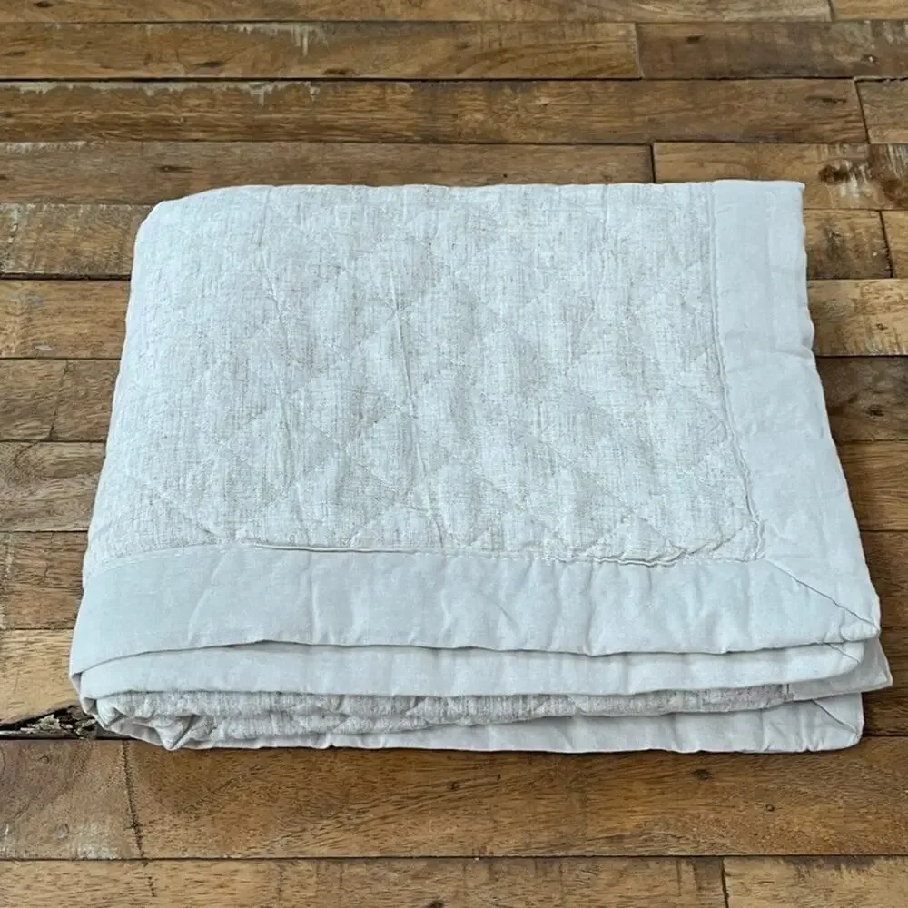 Unbranded White Linen Quilted Single Pillow Sham 38
